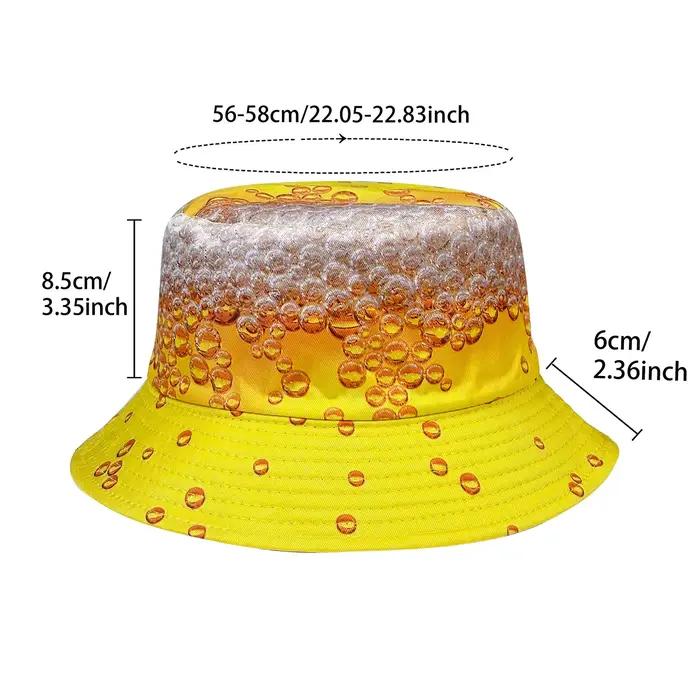Chapeau seau à bulles de bière jaune, chapeau de soleil pour adultes, chapeau de peintre polyvalent, réversible et pliable, pour quatre saisons et occasions extérieures