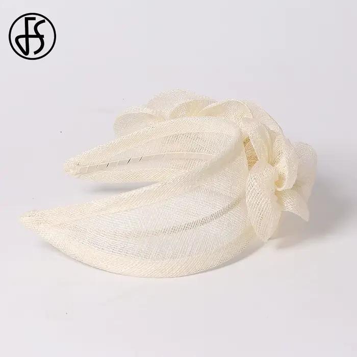 FS Sinamay Élégant Derby Casquette pour Femmes Luxe Fleurs Femme Chapeau Fascinator MARIAGE Cérémonie Cocktail Fête Église Rouge Polyester Style Formel Polyvalent Occasions Spéciales