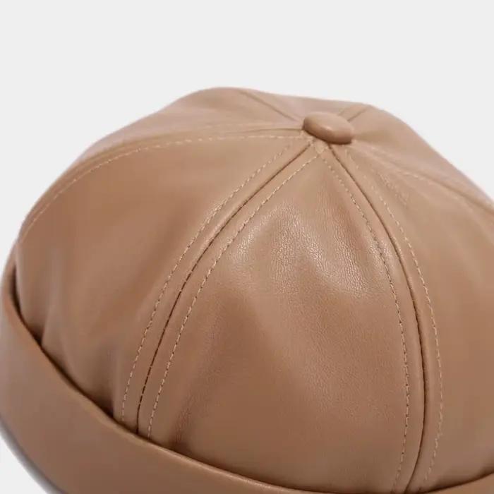Chapeau rétro décontracté sans bords en cuir PU