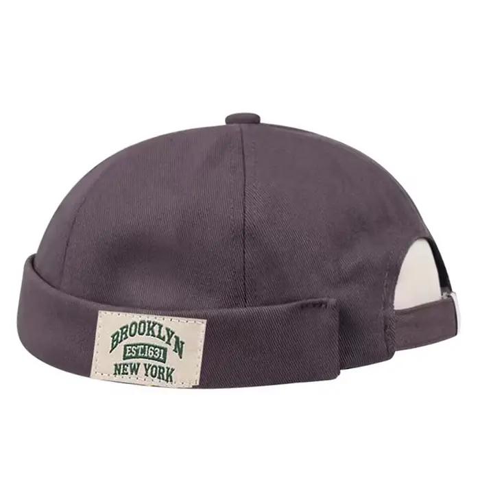 Étiquette de tissu sans bride Skullies casquette bonnet chapeau hommes rue Portable Docker chapeaux Melon peau