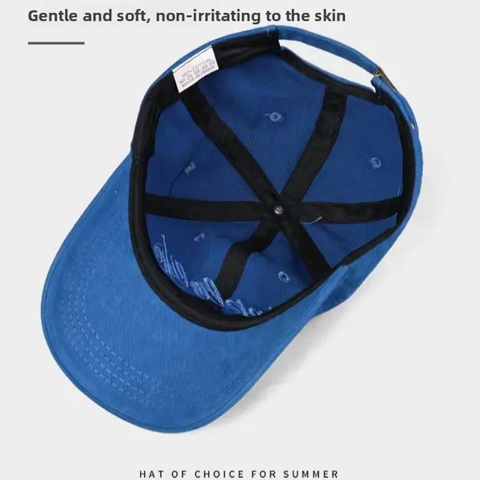 Casquette de Baseball Bleue Brodée Lettres Rétro Américaines Pour Femmes Hommes Protection Solaire Mode Décontractée Occasions Spéciales