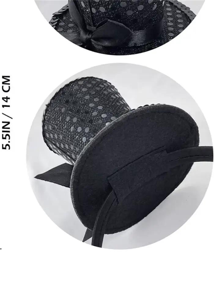 Mini chapeau haut-de-forme à paillettes pour femmes