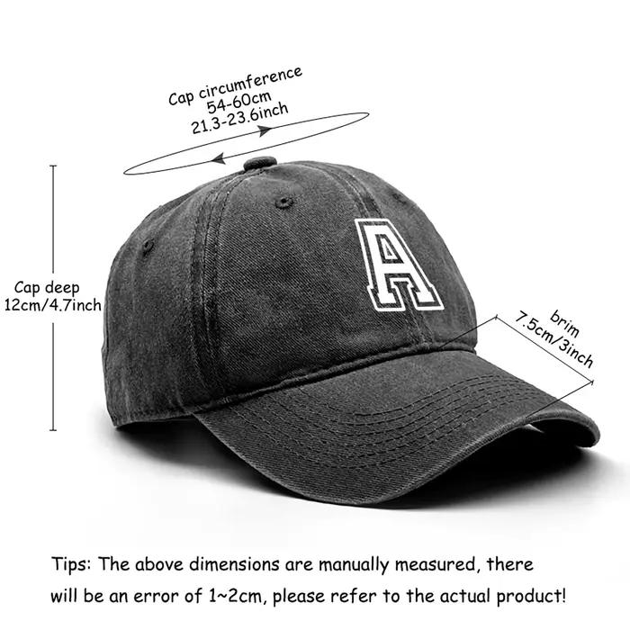 Casquette de baseball imprimée initiale A-Z pour hommes et femmes style rétro sportif occasionnels extérieurs usage quotidien