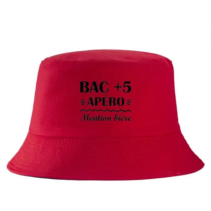 BAC + 5 APERO imprimé Bob réversible seau chapeau femme homme extérieur mention quotidienne Biere soleil pêcheur casquette unisexe adulte Panama casquettes
