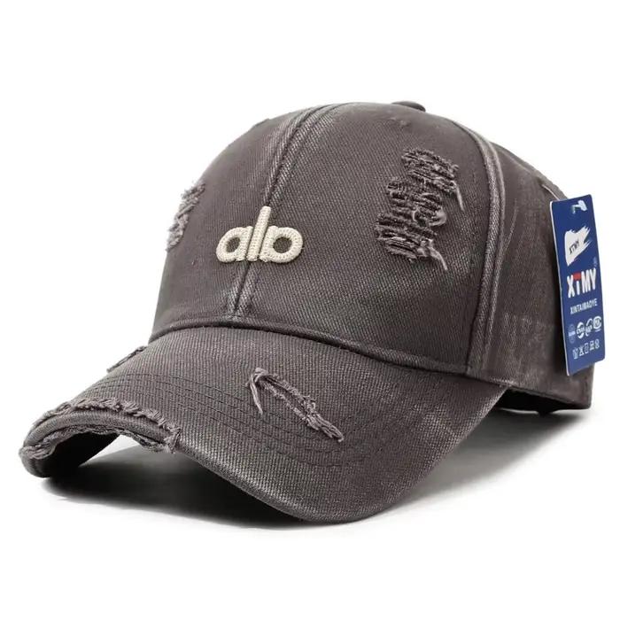 Casquette de baseball en jean délavé style américain vintage avec broderie de lettres