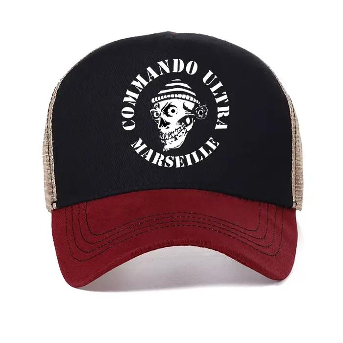 Casquette de baseball imprimée COMMANDO ULTRA 84 MARSEILLE ULTRAS pour fans de football style sportif coton respirant réglable pour homme femme toutes saisons occasions décontractées