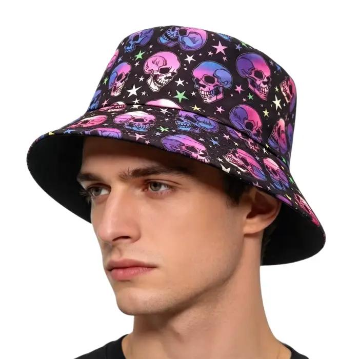 Chapeaux Bob à Motif Tête de Mort et Étoiles pour Femmes et Hommes