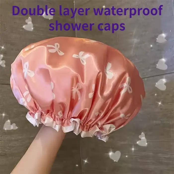 1 bonnet de douche double couche imperméable réutilisable imprimé pour femmes