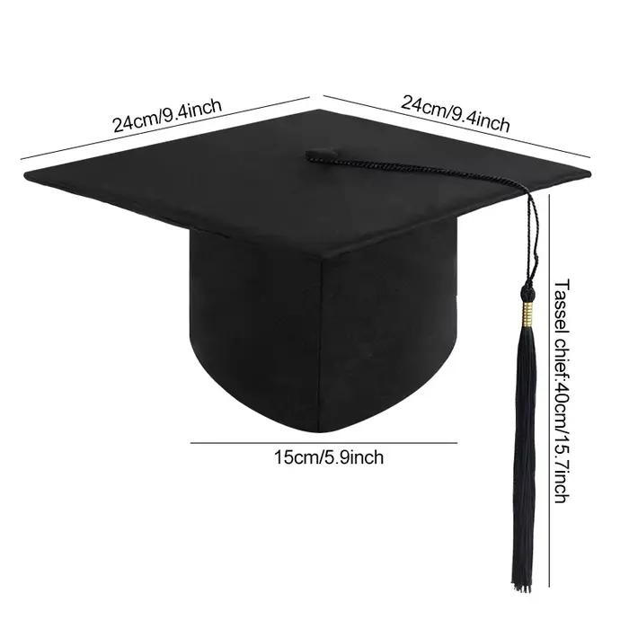 Casquette de Célébrité avec Glands pour Adultes Chapeau de Graduation Universitaire Fournitures de Fête de Félicitations Noir Occasions Spéciales