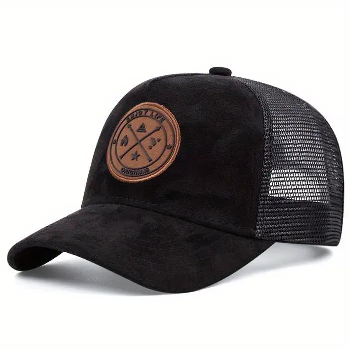 Casquette de baseball unisexe en similicuir avec patch 'ENJOY LIFE' pour homme et femme, style camionneur, polyvalente pour quatre saisons, activités extérieures et occasions spéciales