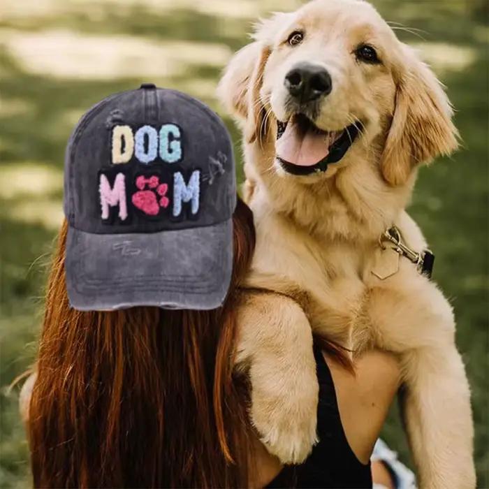 Casquette de Baseball wzcx Brodée Pour Maman de Chien Patch Sport Délavé Casquette Réglable En Coton Polyvalente Pour Femmes Occasions Décontractées