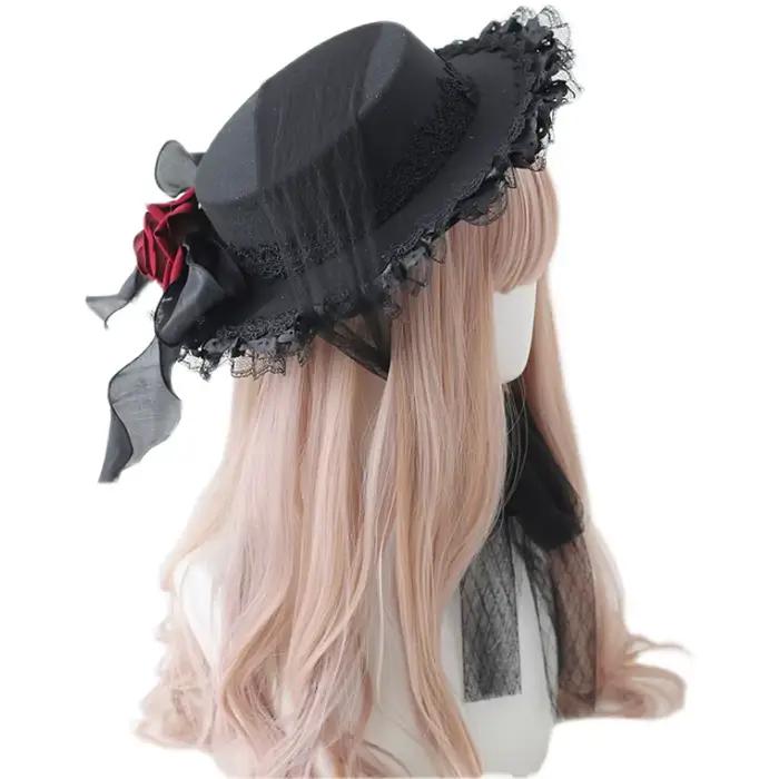 Chapeau plat Lolita élégant en rayonne pour femmes, idéal pour voyager et se démarquer à chaque saison