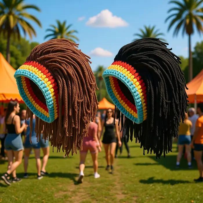 Chapeau original, bonnet en laine avec dreadlocks