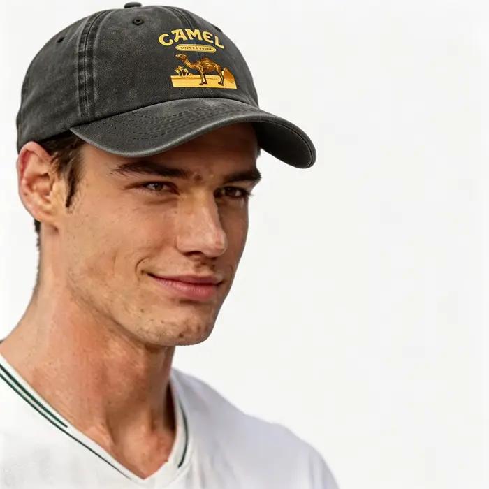Casquette de baseball vintage imprimé scène désertique Camel pour randonneurs et alpinistes extérieur toute saison