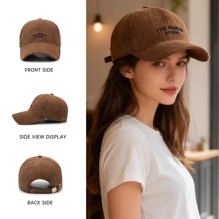 Nouvelle casquette de baseball en velours côtelé d'automne et d'hiver pour femmes