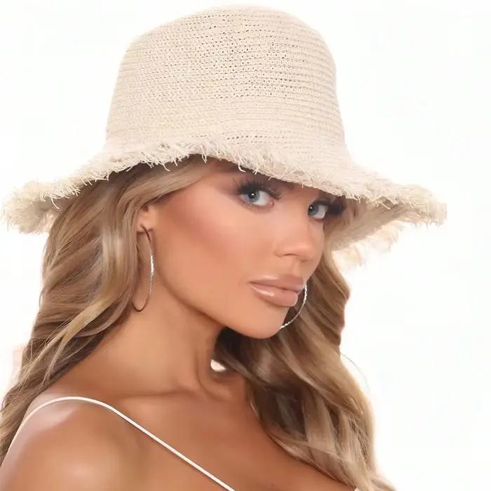 Chapeau de paille bohème élégant pour femme