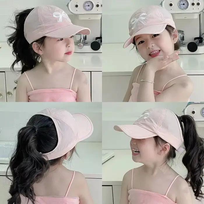 Casquette de baseball brodée avec nœud pour enfant et adulte, polyester, sangle réglable, protection solaire, voyage, quatre saisons