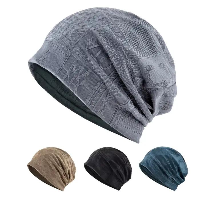 Double usage écharpe Beanie femmes tricoté Jacquard chapeaux hommes