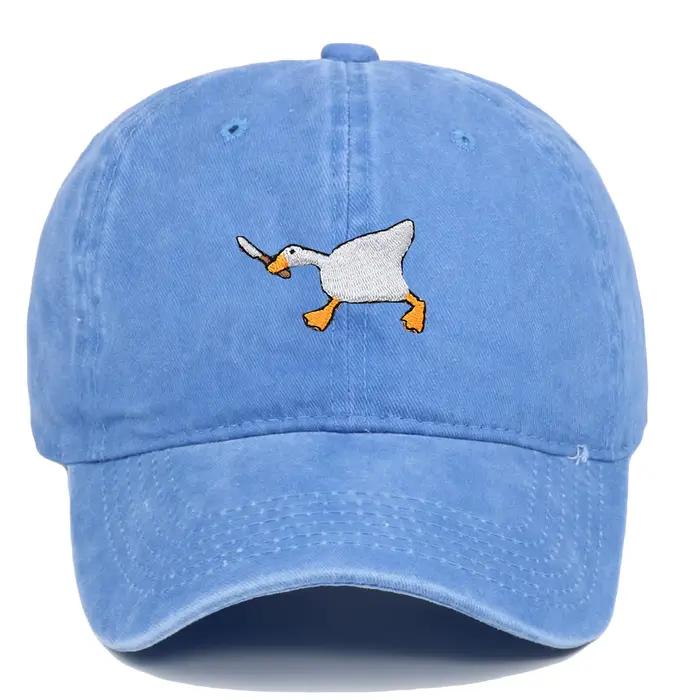 Casquette de baseball brodée motif oie pour hommes et femmes style décontracté moderne polyester multicolore adaptable quatre saisons