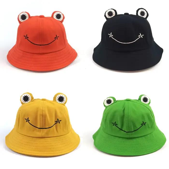 Chapeau Seau Grenouille Unisexe avec Motifs de Dessins Animés pour Activités Extérieures Adultes et Enfants Occasions de Plage Parc Randonnée
