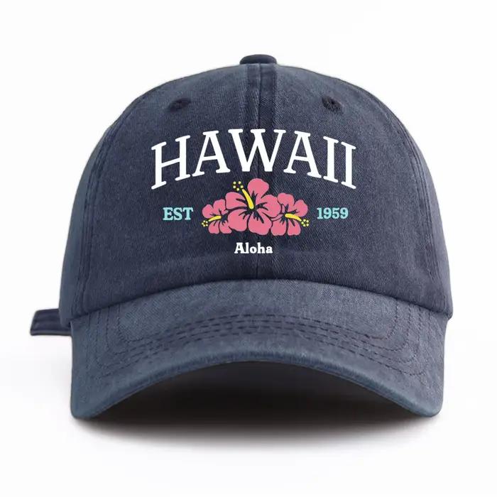 Casquette de Baseball délavée imprimée HAWAII pour adultes