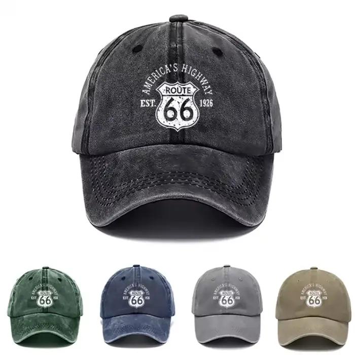 Casquette vintage style Route 66 imprimée et délavée