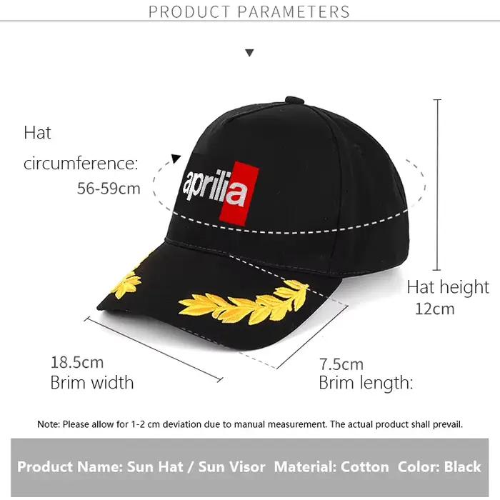 Casquette de baseball noire avec logo Aprilia broderie de laurier jaune pour homme et femme style sportif occassions spéciales casual elegance