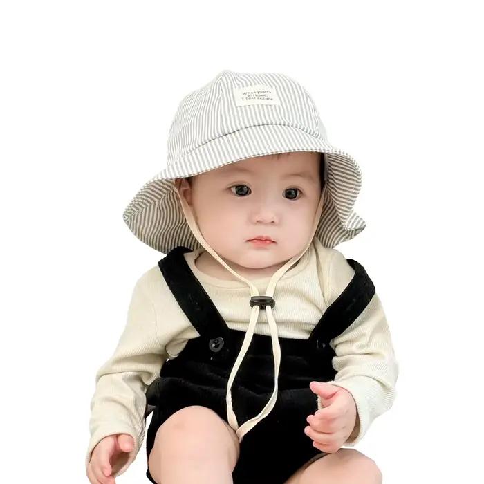 Nouveau Panama été rayé enfants seau chapeau bébé garçons et filles plage