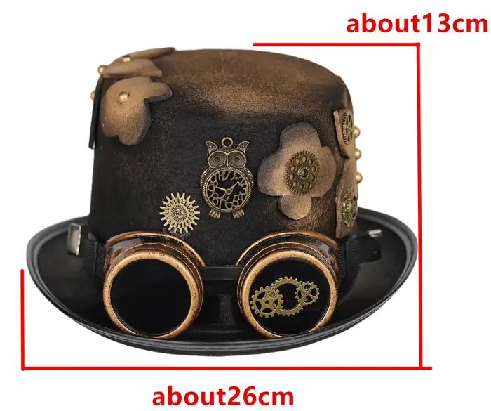 Couvre-chef gothique steampunk avec motifs d'engrenages et lunettes de chaîne pour cosplay et tenues décontractées toutes saisons