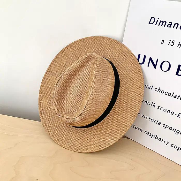 Chapeau de soleil en paille protection UV large bord pour femmes et hommes occasion plage voyage activité extérieure