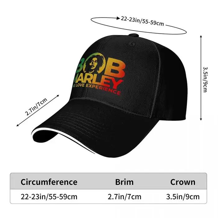Casquette de baseball noire BOB MARLEY ONE LOVE EXPERIENCE RASTA REGGAE MUSIC avec un design emblématique et des couleurs vibrantes