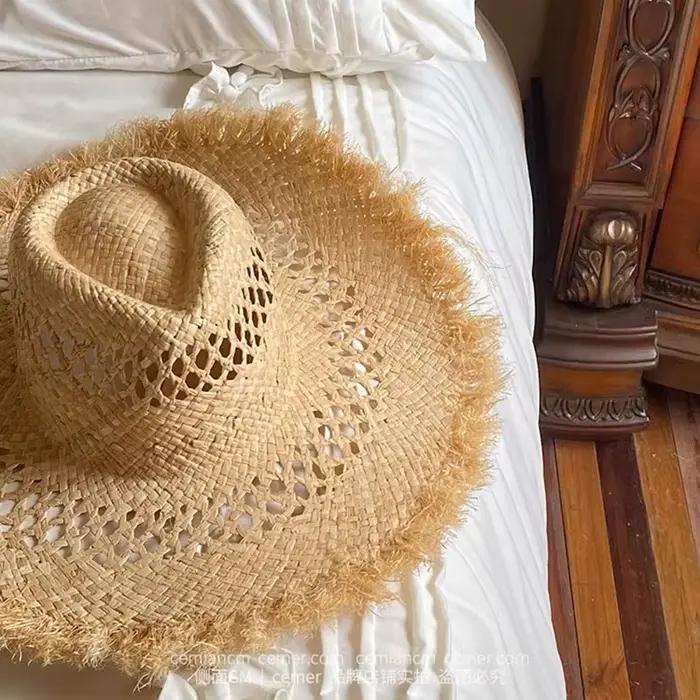 Mode fait à la main naturel raphia chapeau de paille pour hommes femmes casquettes été Panama décontracté Jazz chapeau vacances plage Sombrero Mujer Playa