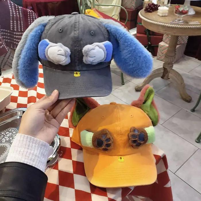 Casquette de baseball en peluche avec oreilles d'animaux mignonnes (lapin