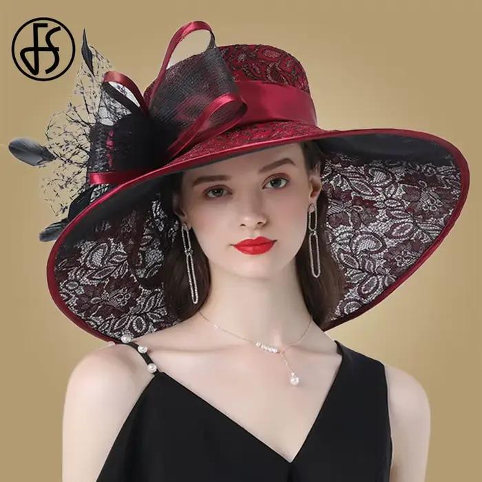 Chapeaux élastiques à large bord rose pour femmes