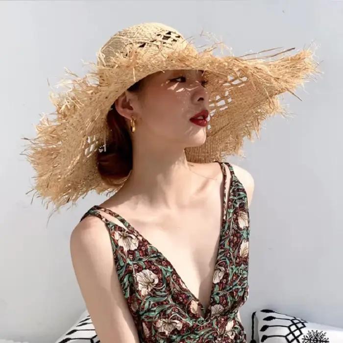 Chapeau de paille en raphia pour femmes