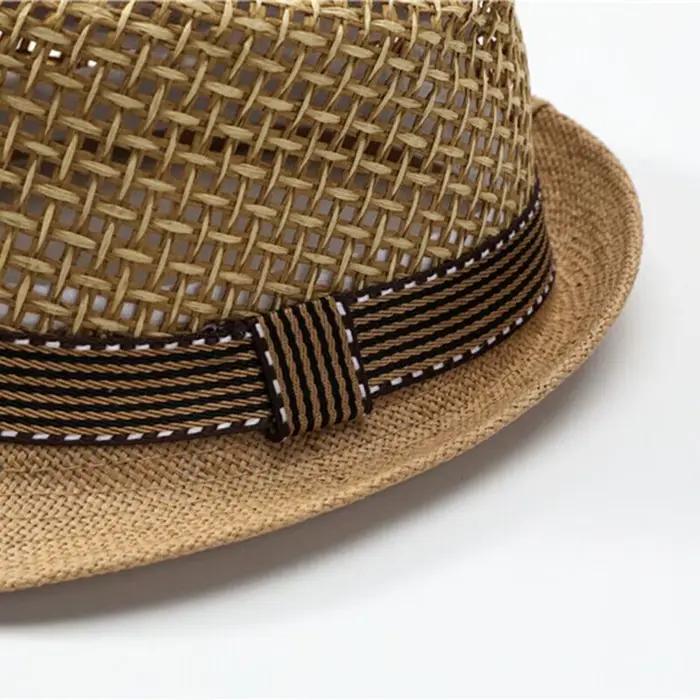 Nouveau chapeau Fedora en paille Trilby respirant à bord court