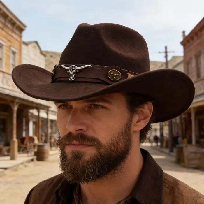 Chapeau de cowboy en polyester unisexe style ethnique tibétain Guoluo chapeau haut de forme rétro pour hommes et femmes équitation jazz occassions spéciales
