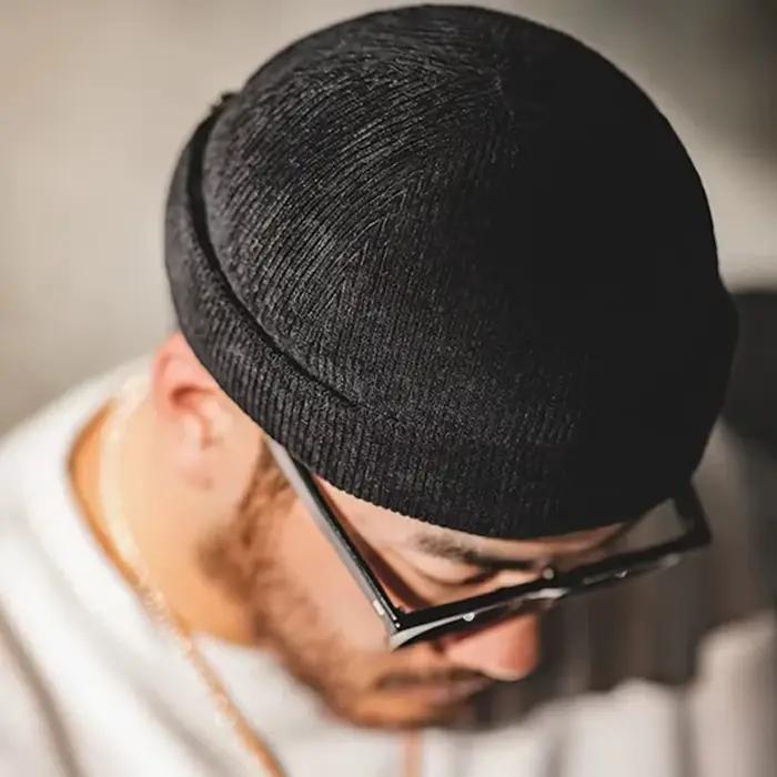 Maden hommes rétro réglable velours côtelé marin casquette solide sans bride Skullcap unisexe décontracté
