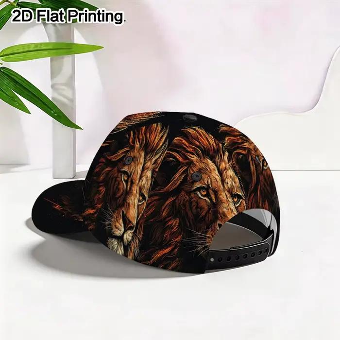 Casquette de baseball légère et réglable à motif de portrait de lion imprimé