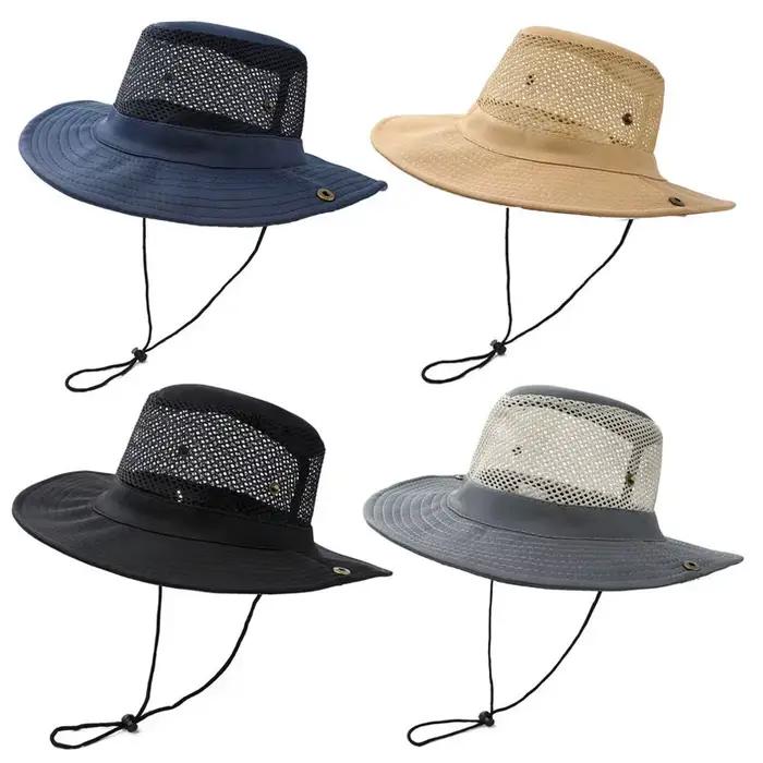 Chapeau de Pêche en Maille Polyester Anti-UV Casquette de Montagne Chapeau de Camping et de Randonnée à Large Bord Accessoires de Voyage pour le Soleil Occasions Spéciales Hommes