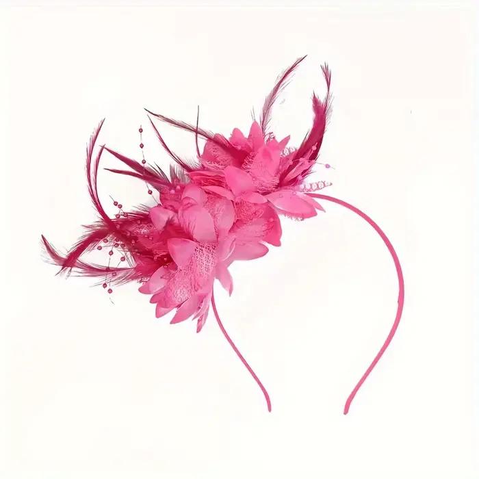 Bandeau à Fleurs en Plumes Accessoire de Cheveux Élégant pour Fête d'Halloween Diadème de Mariée et Chapeau Fascinateur pour Femmes Occasions Spéciales
