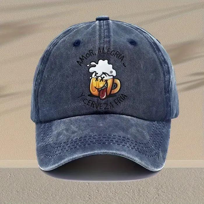 Casquette de baseball rétro avec motif en verre de bière