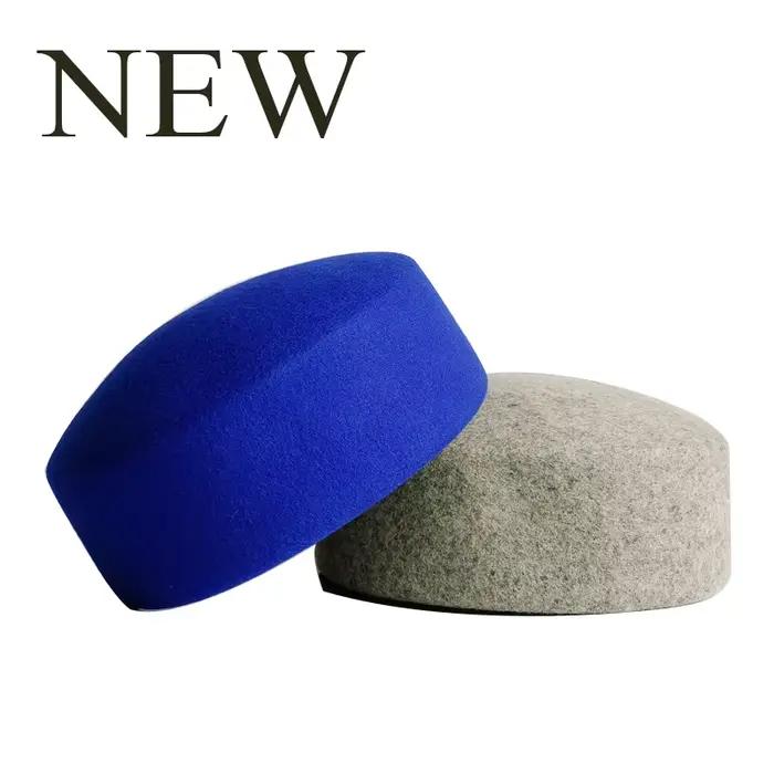 Chapeau Fedora plat gris 100 % laine pour femme