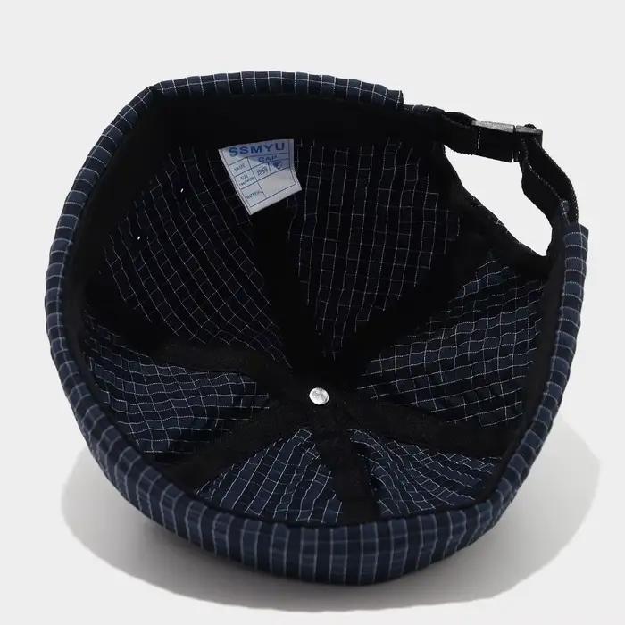 Casquette de mode à carreaux effet peau de melon respirante réglable pour homme et femme occasions décontractées春夏秋冬适用无性别条纹西瓜皮效果透气可调节休闲帽子