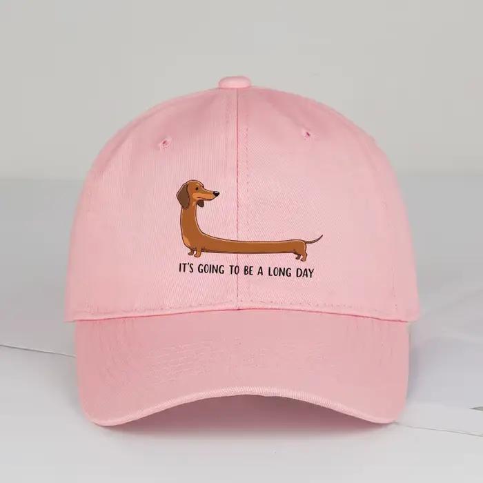 Casquette de baseball imprimée Fun Dachshund « Long Day » – Réglable