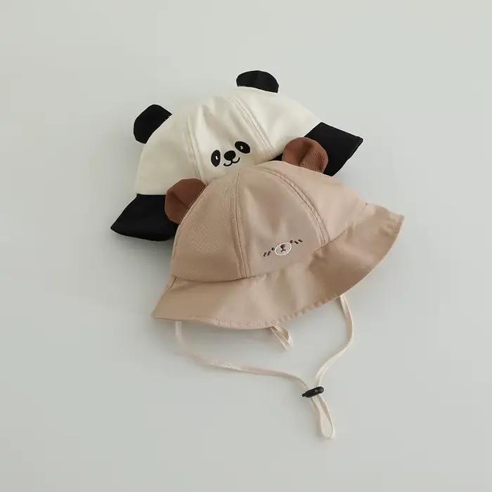 Nouveau Panama été bébé seau chapeau pour garçons filles coton mignon ours enfant en bas âge casquette de soleil