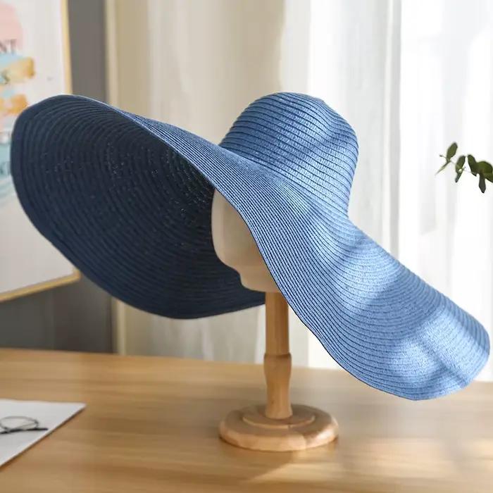 Chapeau de paille pour femmes avec bord large protection solaire pliable occasion plage style sport matériaux paille et papier diverses couleurs choix