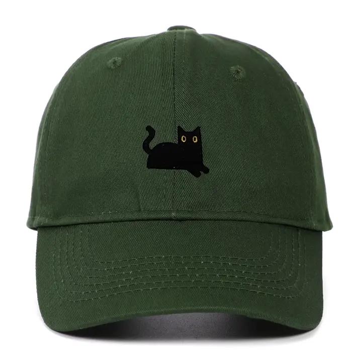 Casquette de baseball brodée de chat noir multifonctionnelle en acrylique pour homme et femme adaptée aux quatre saisons occasions extérieures nouvelle collection 2025