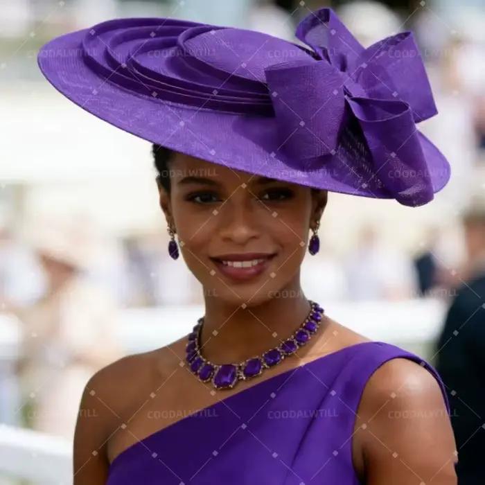 Grand chapeau fascinateur orange avec nœud et pince pour femme