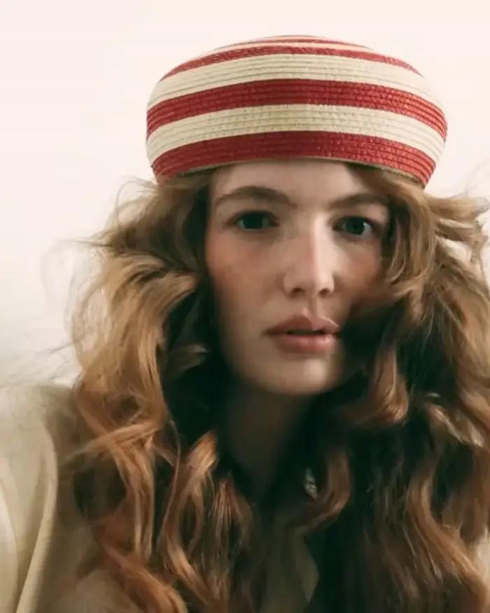 Béret rayé fait main de style européen et américain pour femme – Chapeau d'été élégant pour la plage – Boina féminine